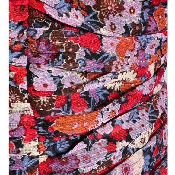 NWT Zara Floral Puff Sleeve Ruched Mini Dress Size XS - Picture 14 of 14